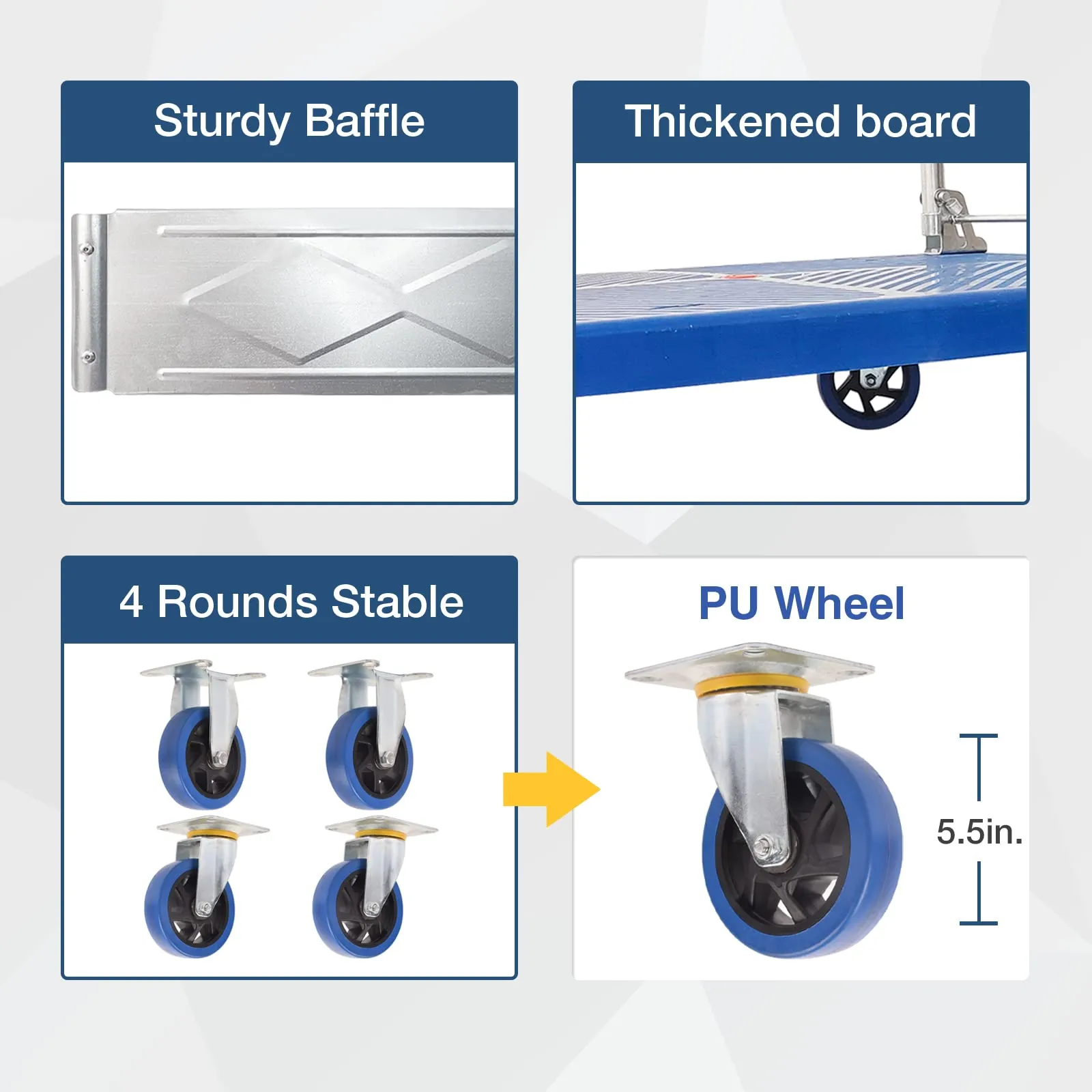 300kg Foldable Warehouse Platform Trolley | Truck Dolly | Swivel Wheels | Moving Cart | Flatbed