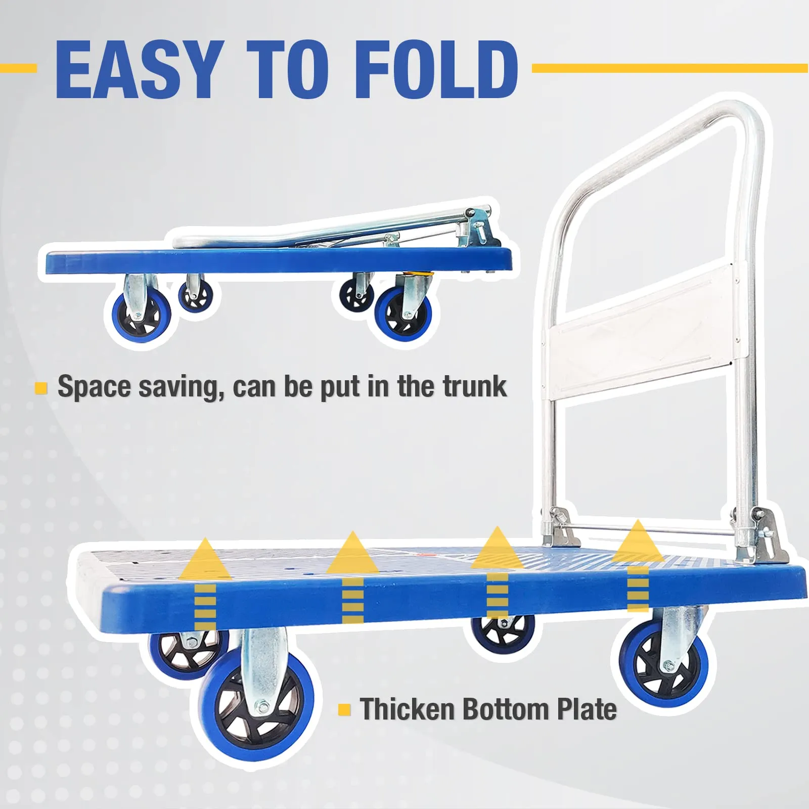 300kg Foldable Warehouse Platform Trolley | Truck Dolly | Swivel Wheels | Moving Cart | Flatbed