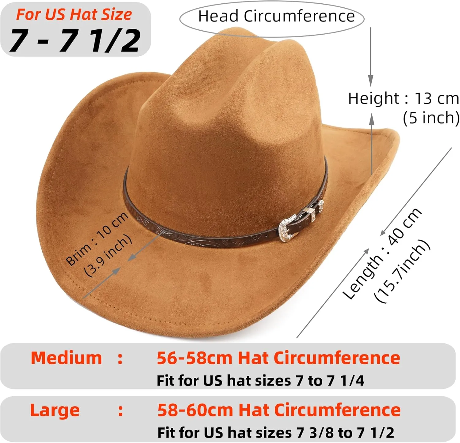 Big Cowboy Hat for Women Men Wide Brim Cowgirls Beach Cattleman Western Cowboys Hat