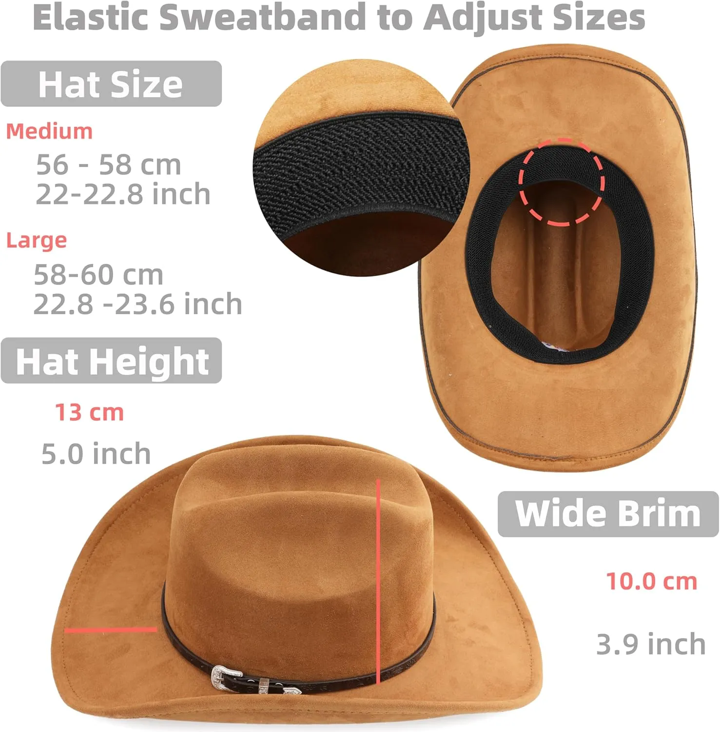 Big Cowboy Hat for Women Men Wide Brim Cowgirls Beach Cattleman Western Cowboys Hat