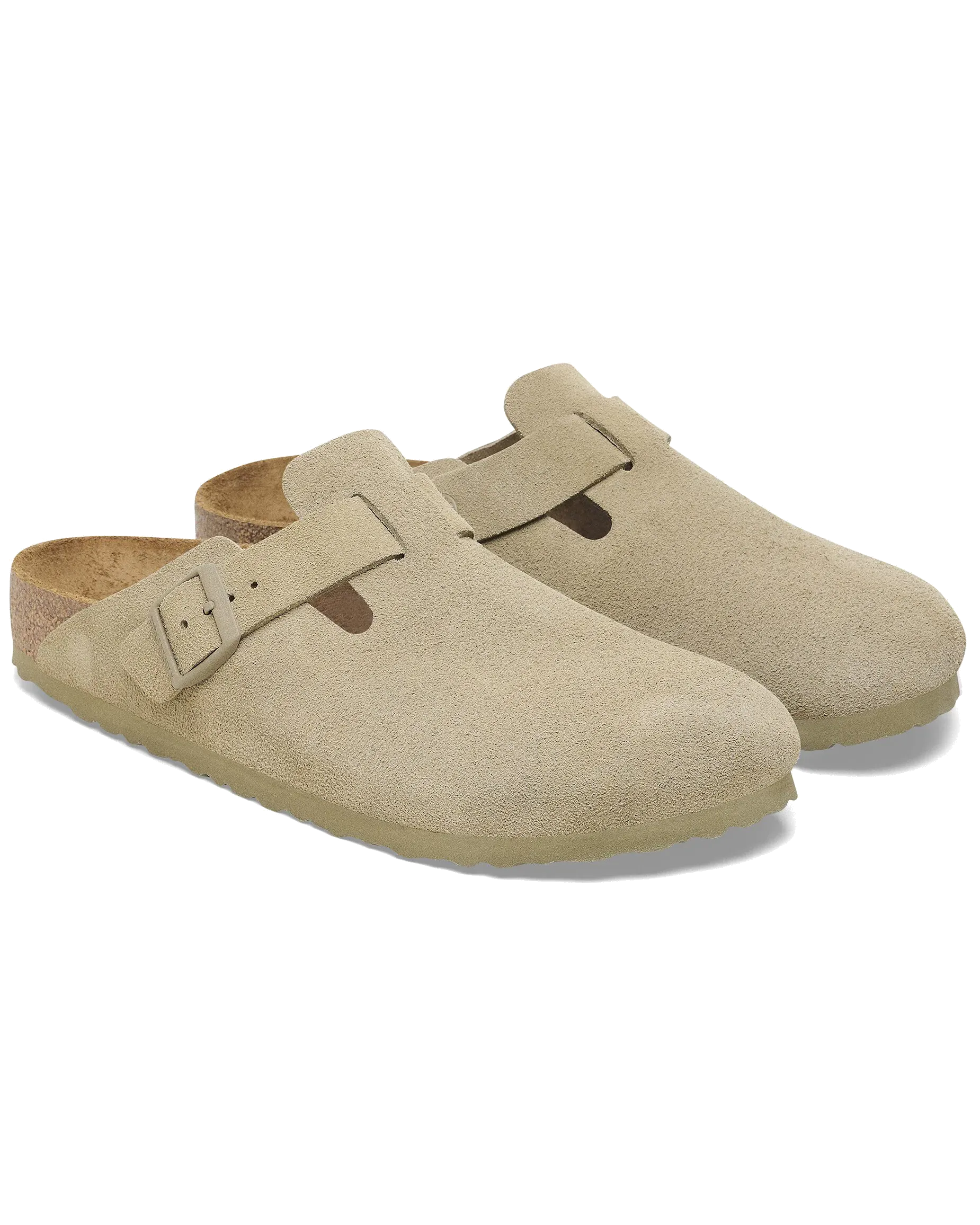 Boston Suede Leather Sandals in Faded Khaki