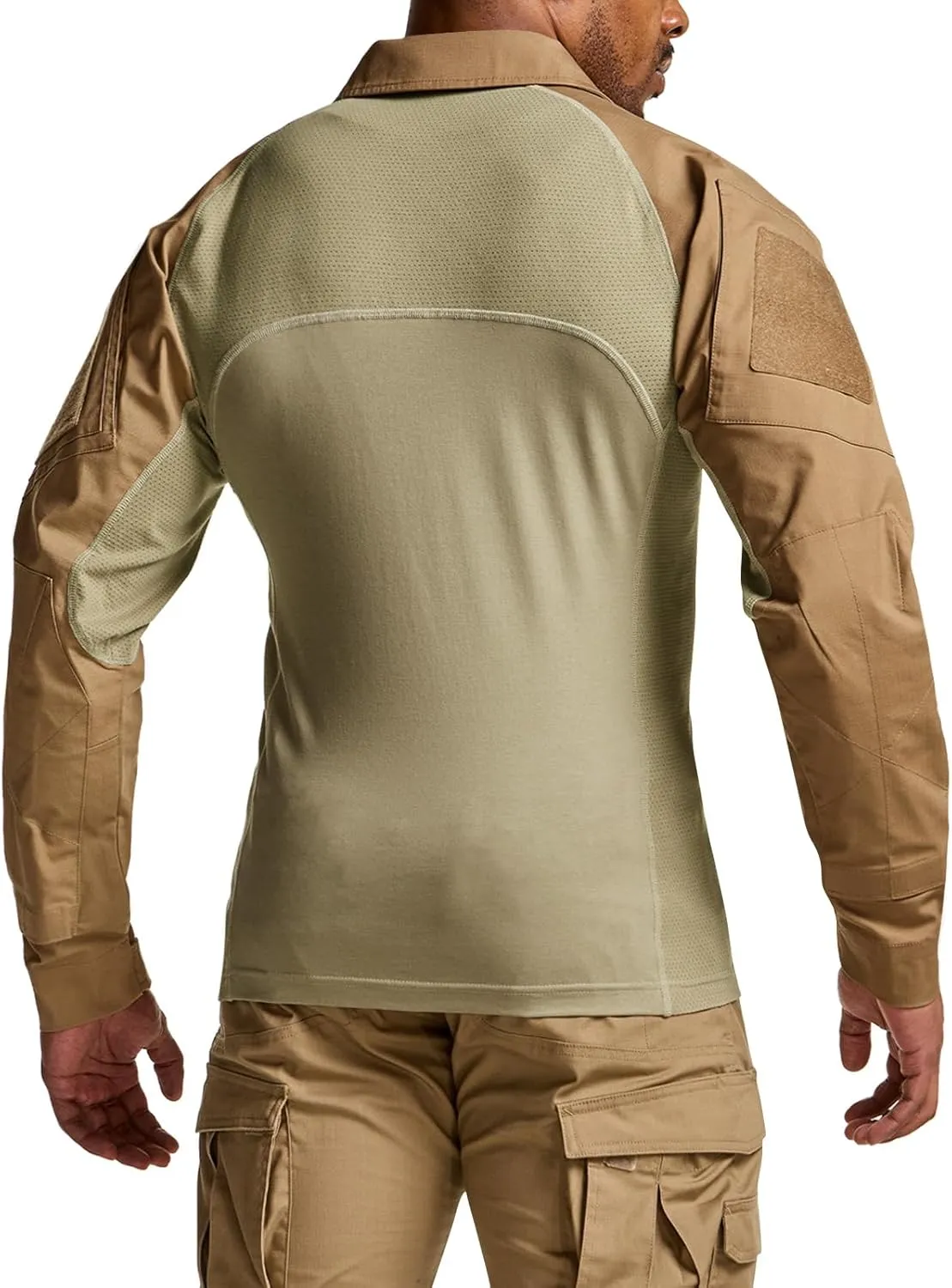 CQR Men's Combat Shirt Tactical 1/4 Zip Long Sleeve Military BDU Shirts Camo EDC Top with Pockets