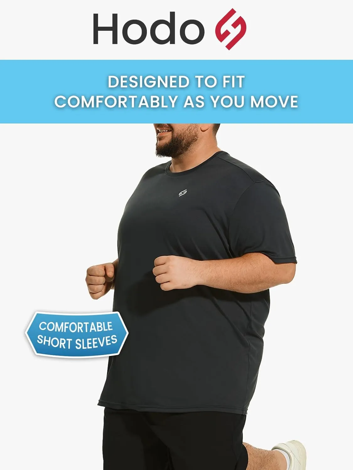 HOdo Big and Tall Mens T-Shirt Crewneck Tees Moisture Wicking 2XL-6XL