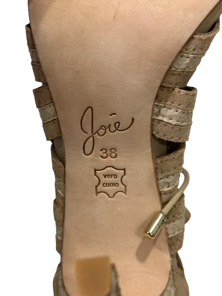 Joie Beige Snake Detail Lace-up Suede Sandal UK 5 EU 38 👠