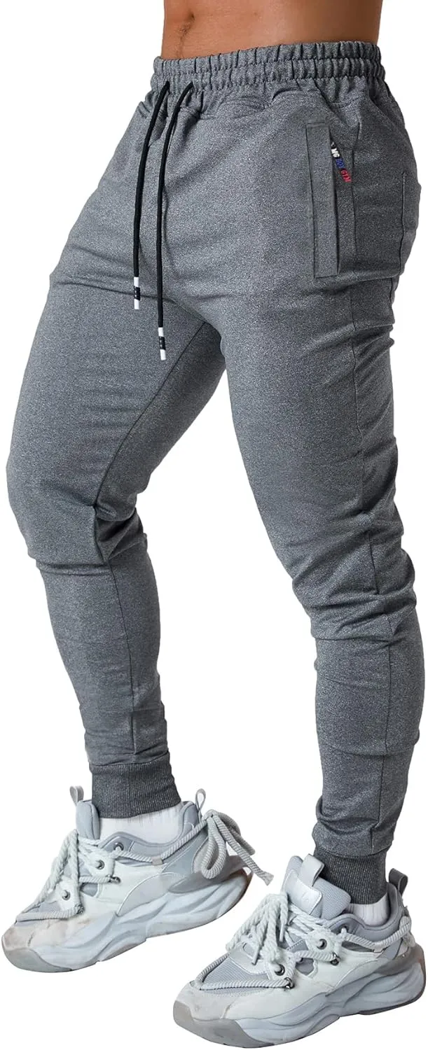Mens Active Athletic Workout Jogger Sweatpants for Men with Zipper Pocket and Drawstring Size S-2XL