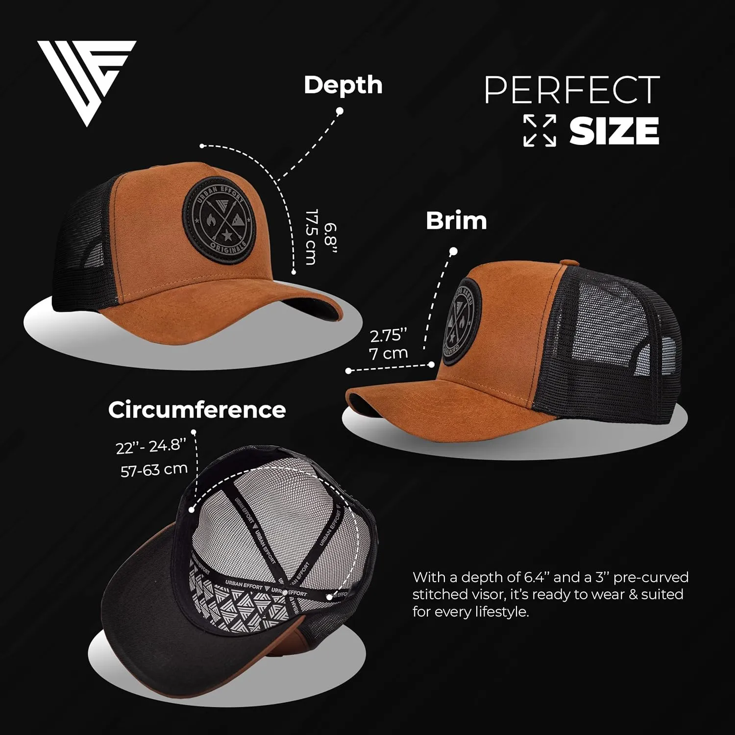 Urban Effort Mesh Back Cap - for Men and Women Baseball Hat 5-Panel Trucker Hat - Great Snapback Closure for Hunting & Hiking